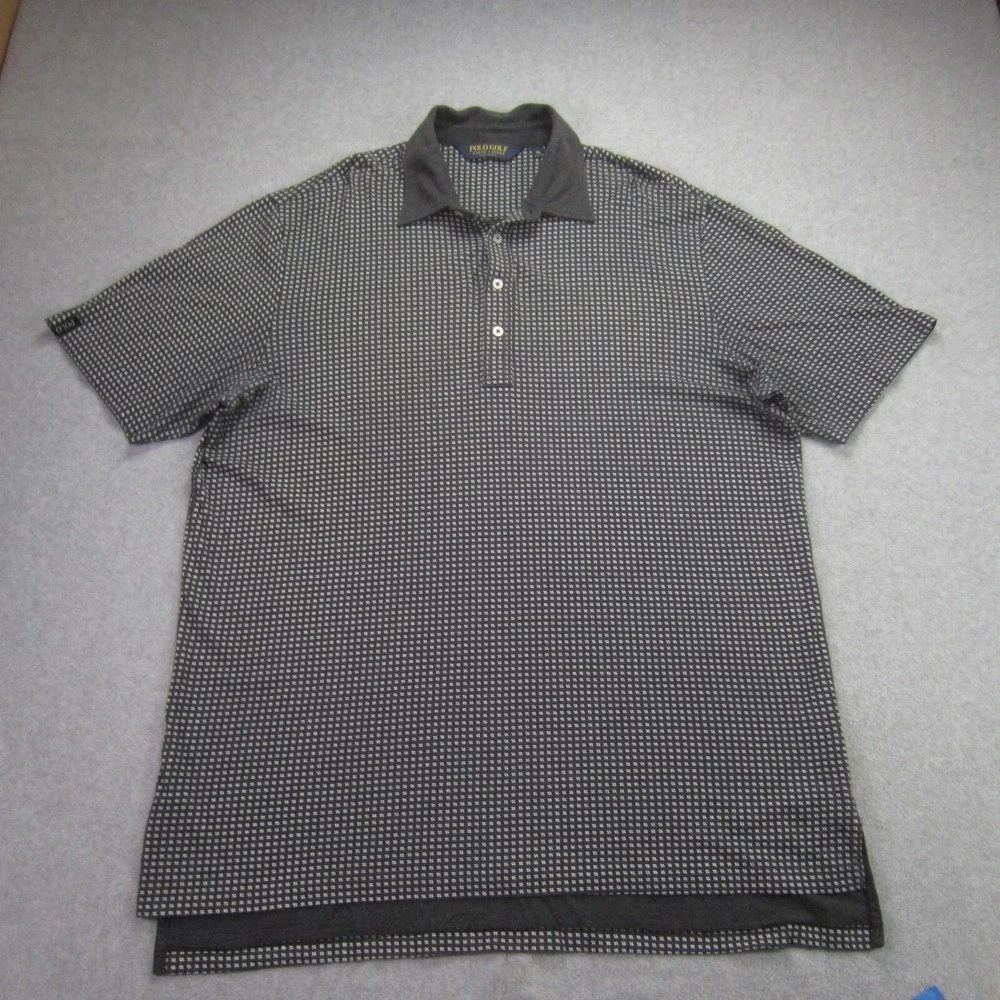 Polo Golf Ralph Lauren Shirt Mens XL Black Gray‎ Geometric Pima Cotton Polo